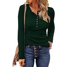 WNEEDU Womens Waffle Knit Tunic Tops Casual Long Sleeve Henley Fall Shirt | V Neck Button Placket,Fashion Fall Winter Blouses,Soft Thermal Waffle Fabric,Casual Work and Weekend Layering Outfits