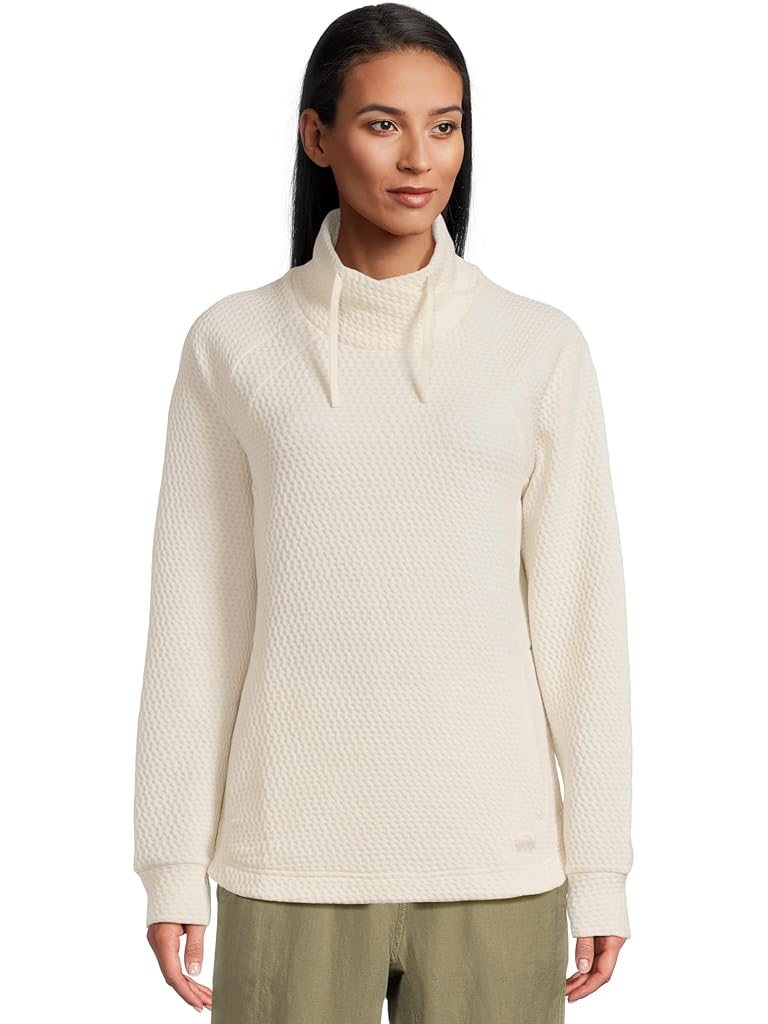 White L.L.Bean Ridgeknit Crossneck Pullover