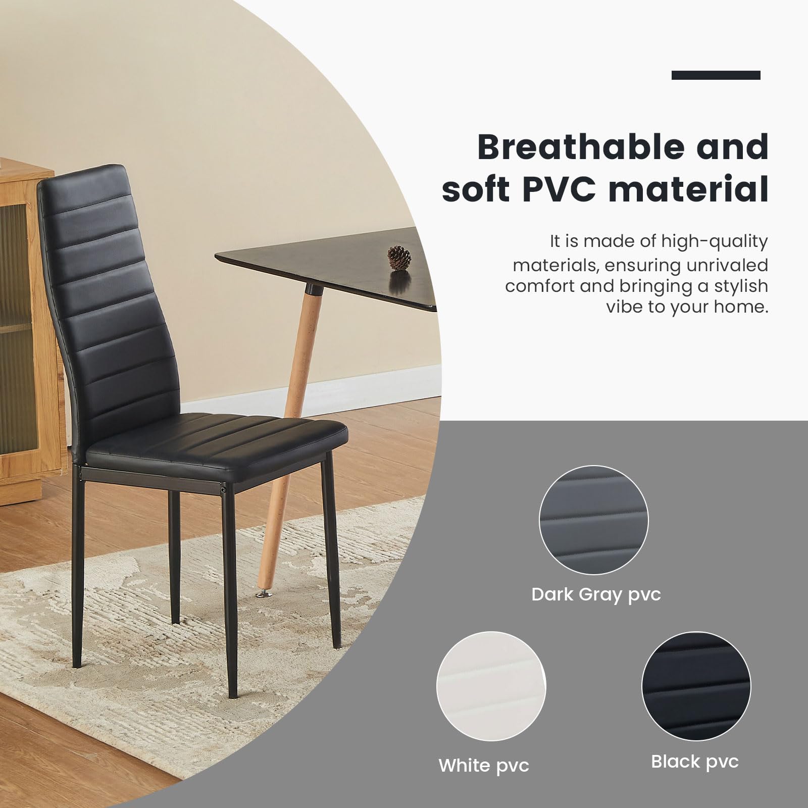 buybyroom Esszimmerstühle 4er Set Metall Küchenstuhl, Esstisch Stuhl Bequemer Polsterstuhl SitzfläChe,Schwarz