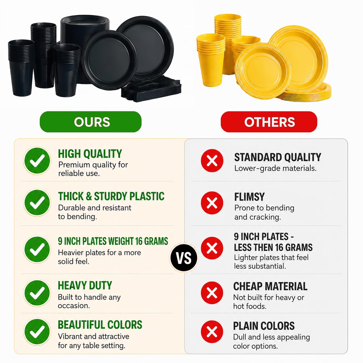 350 Pcs Black Plates & Napkins Party Set -4