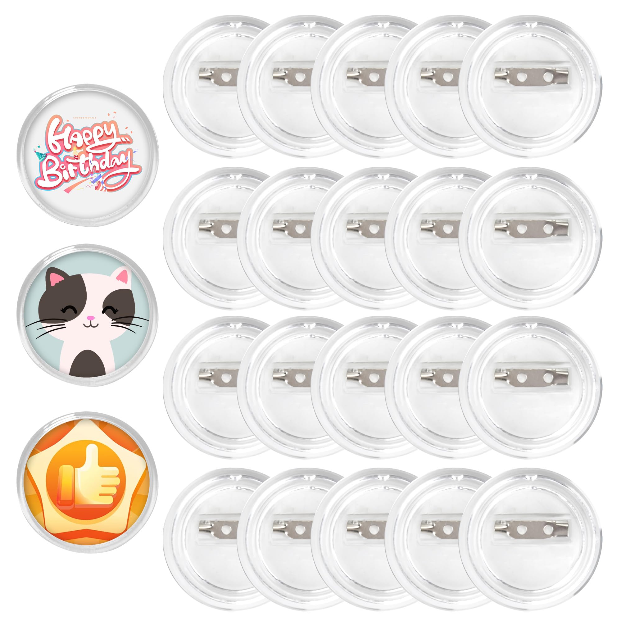 WENLISELL 100 PCS Badge Making Kit Make Your Own Button Badges, 38mm Clear Button Craft Badge, Acrylic Buttons Pin Badges for DIY Crafts