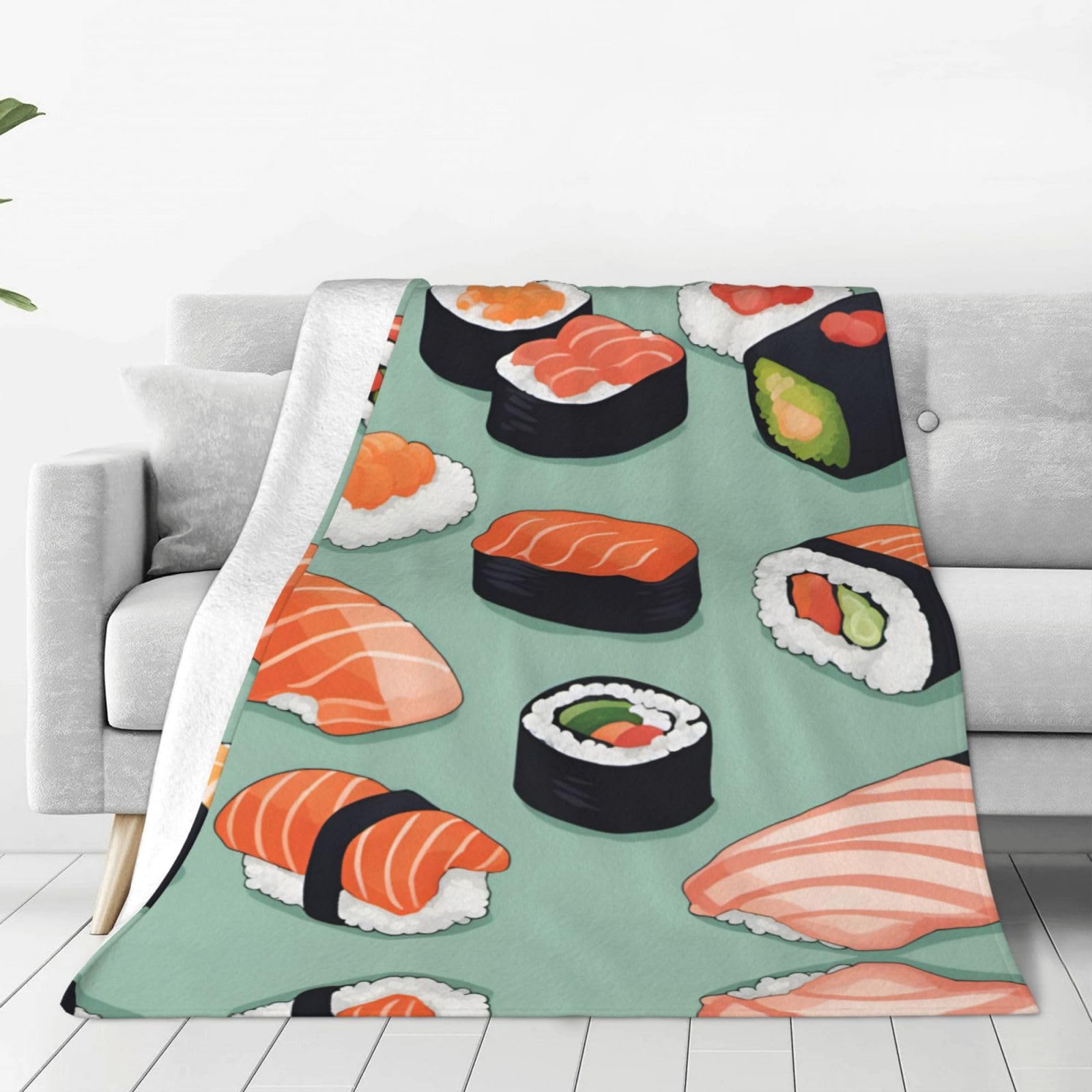 Couverture chaude sushi micro polaire pour vos soirées télé sur le canapé