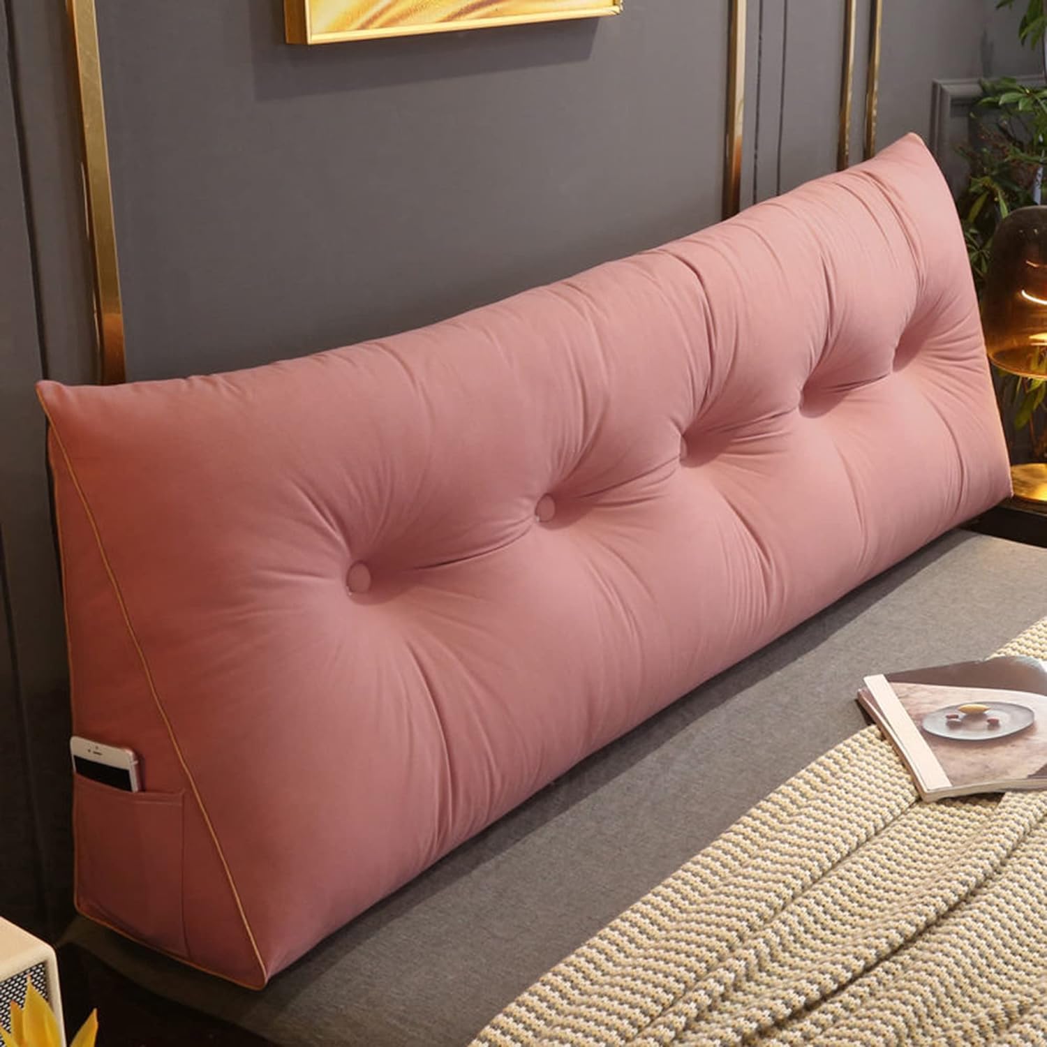 Coussin de dossier triangulaire pour lit et canapé de 60x20x50 cm en salon