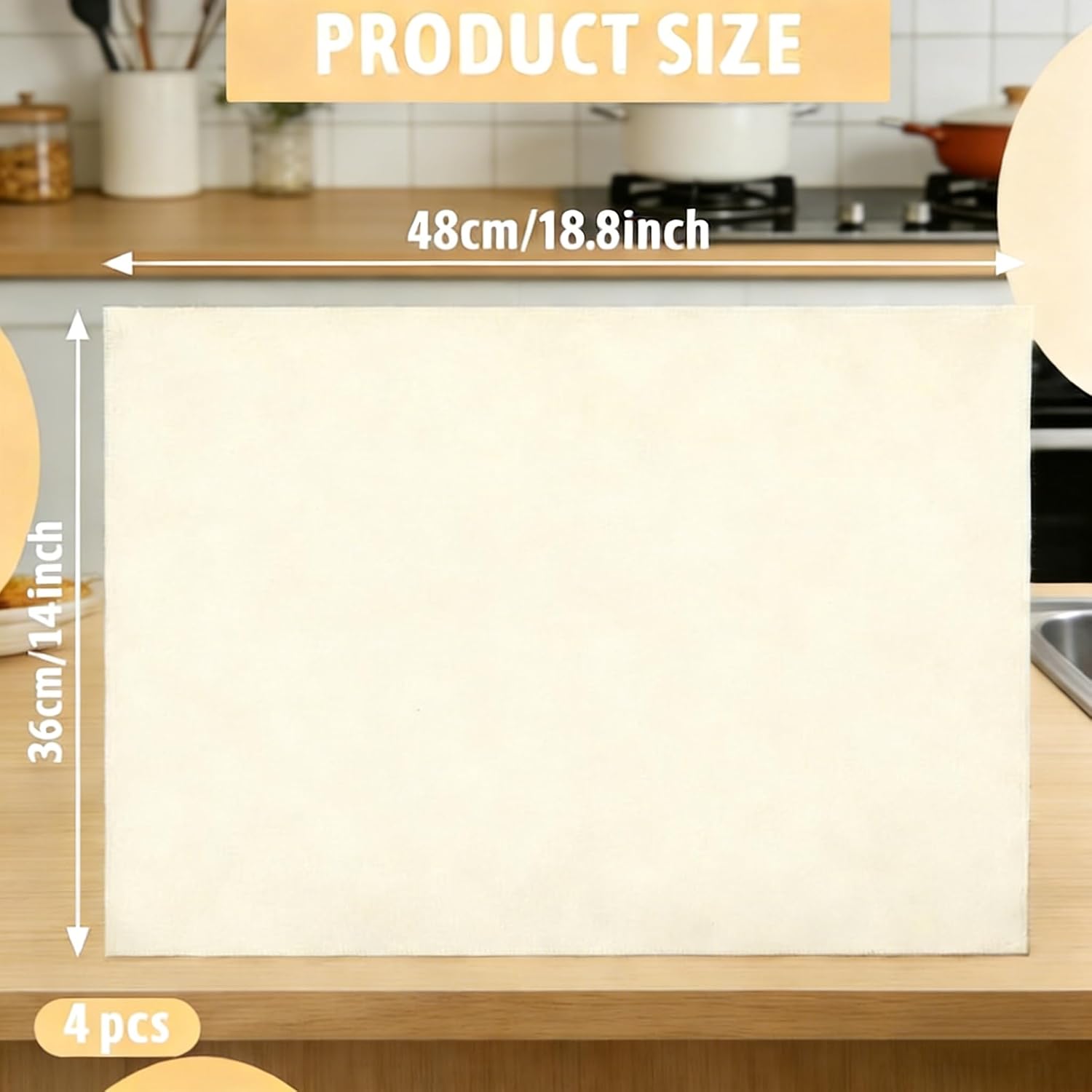 DESIOLE 4-Pack Cotton Bread Proofing Towels for Sourdough, 14 x 18.8 Inch