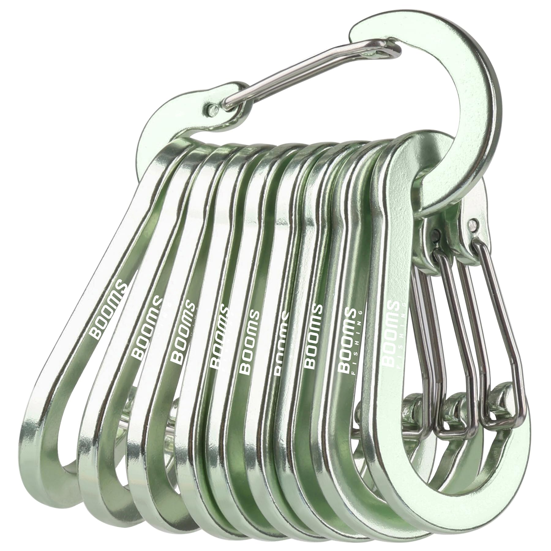Booms Fishing CC5 Multi-Use Carabiner Clips, 10 Pack 2.7" Small Caribeener Clips, Mini Keychain Aluminum Caribeaner Clip