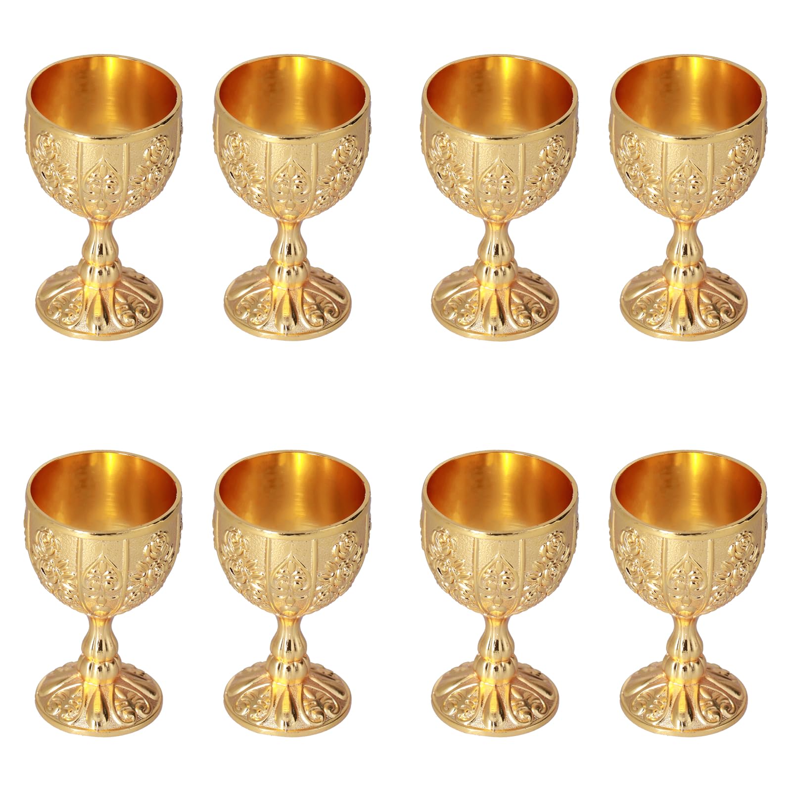 TOPINCN Mini Calice Dorato 8 Pezzi Bicchierini da Liquore in Metallo Vintage Piccola Tazza da Vino in Rilievo Piccolo Calice Dorato Calice da Vino in Rilievo Tazza di Liquore Bicchierino