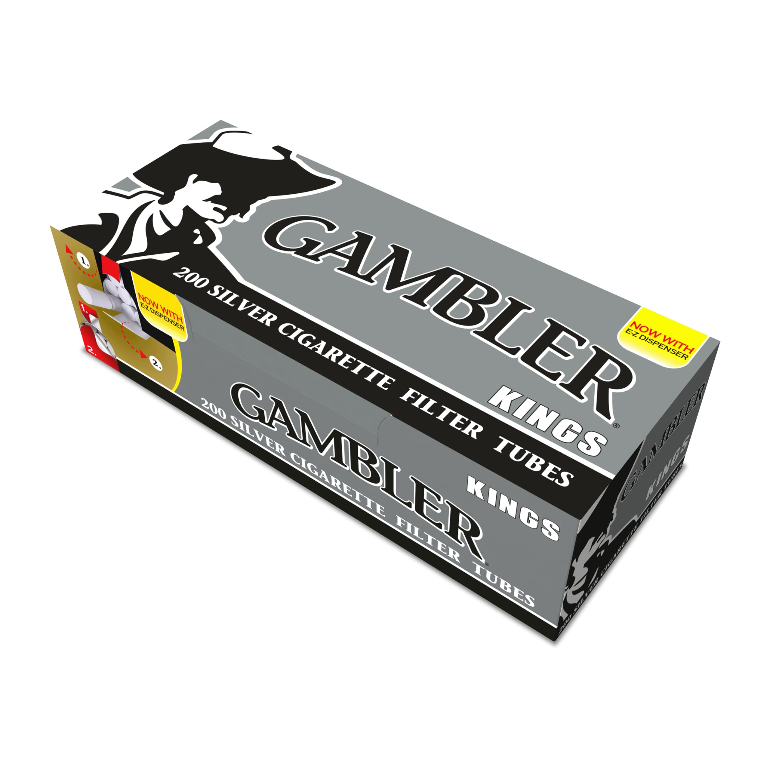 gambler king size cigarette tubes Tube Reg 200ct 5 Per Box Master Case of 10 200 tubes per box Gambler Tubes Red 200pk-5ct
