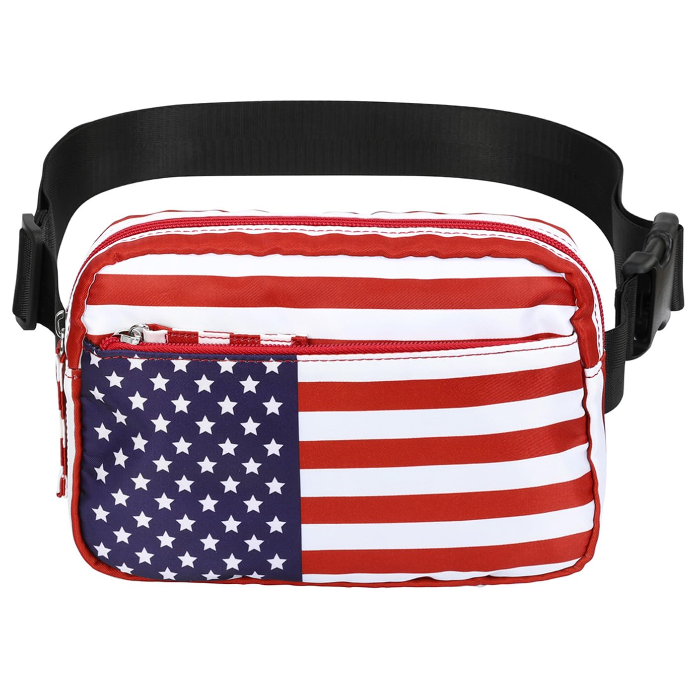 HDE Belt Bag 2L Fanny Pack Cross Body with Adjustable Strap Travel Waist Pack - USA Flag