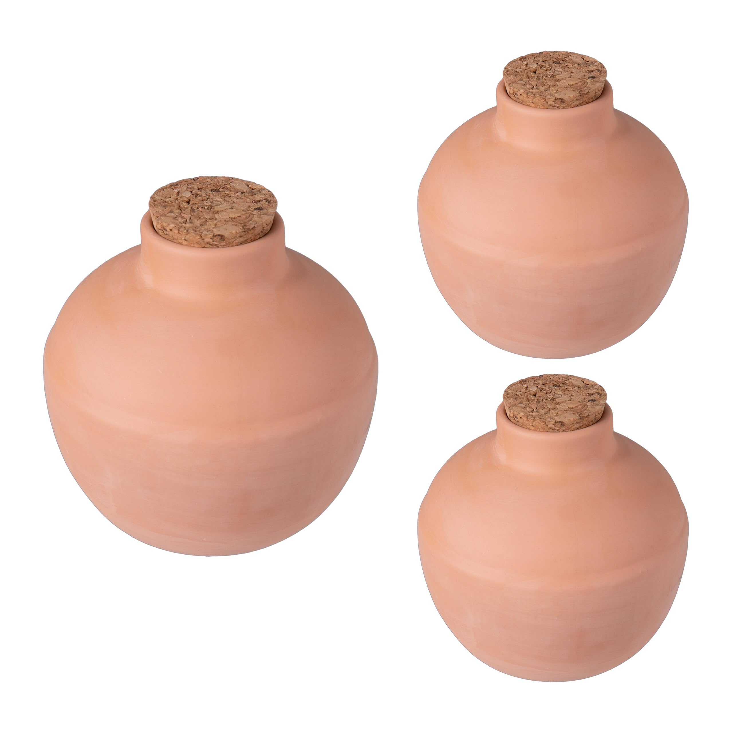 Relaxdays Terracotta Clay Ollas 3-Pack, 800Ml, Root-Zone Watering, Less Water Loss, Raised Beds & Greenhouses, 13X14x14