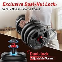 Vista 3 de Adjustable dumbbell set,20/35/45/55/70/90lbs Free Weights set with upgraded nut, 5 in 1 Weight Set Used as Kettlebells, Barbell, Push up Stand