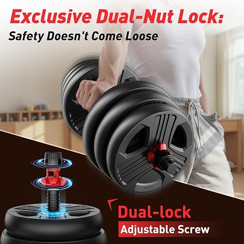 Miniatura 3 de Adjustable dumbbell set,203545557090lbs Free Weights set with upgraded nut, 5 in 1 Weight Set Used as Kettlebells, Barbell, Push up Stand, Fitness