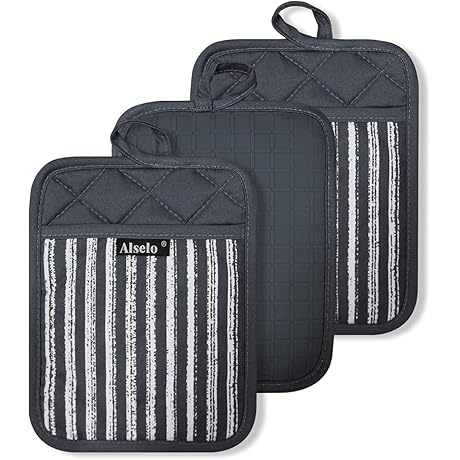 Professional Silicone Pot Holders Set: Heat-Resistant Set of 3 with Anti-Slip Grip