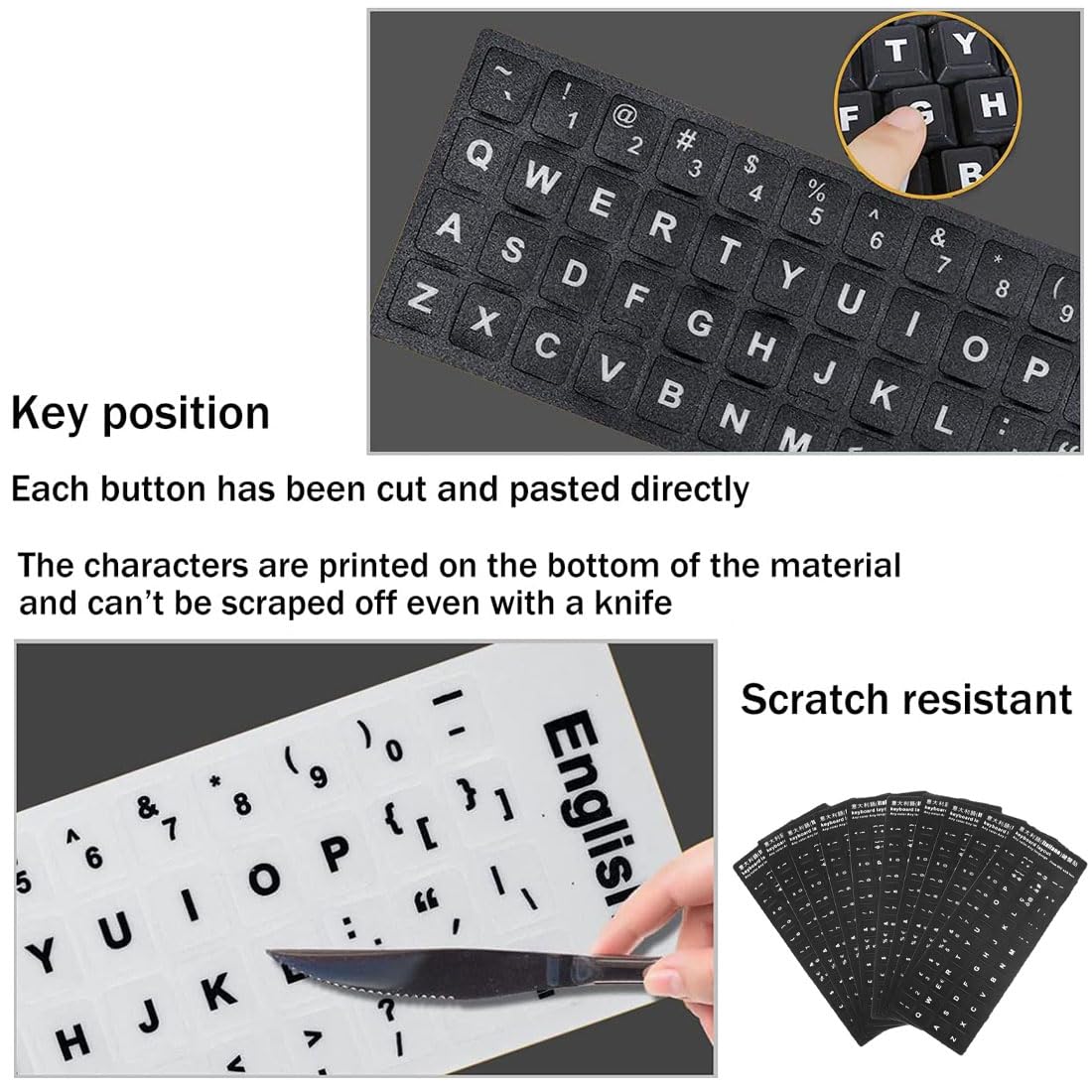 6 Adesivi Per Tastiera - Layout Italiano, Bianco E Nero, Per PC E Laptop