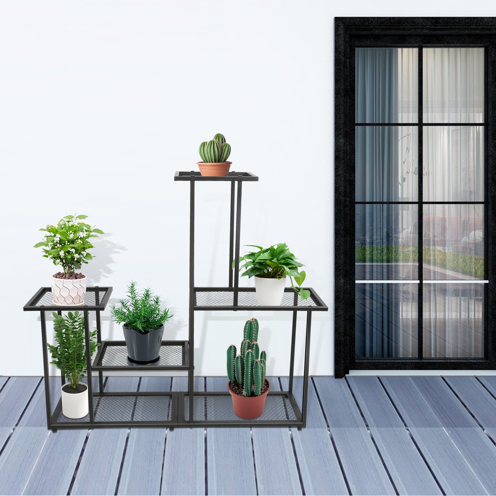 Willonin Mensola da giardino per piante scale in ferro, metallo, scaffale per fiori, porta piante in ferro battuto, pianta esterna interna, ideale per casa, balcone, terrazza giardino (85 x 25 x 82