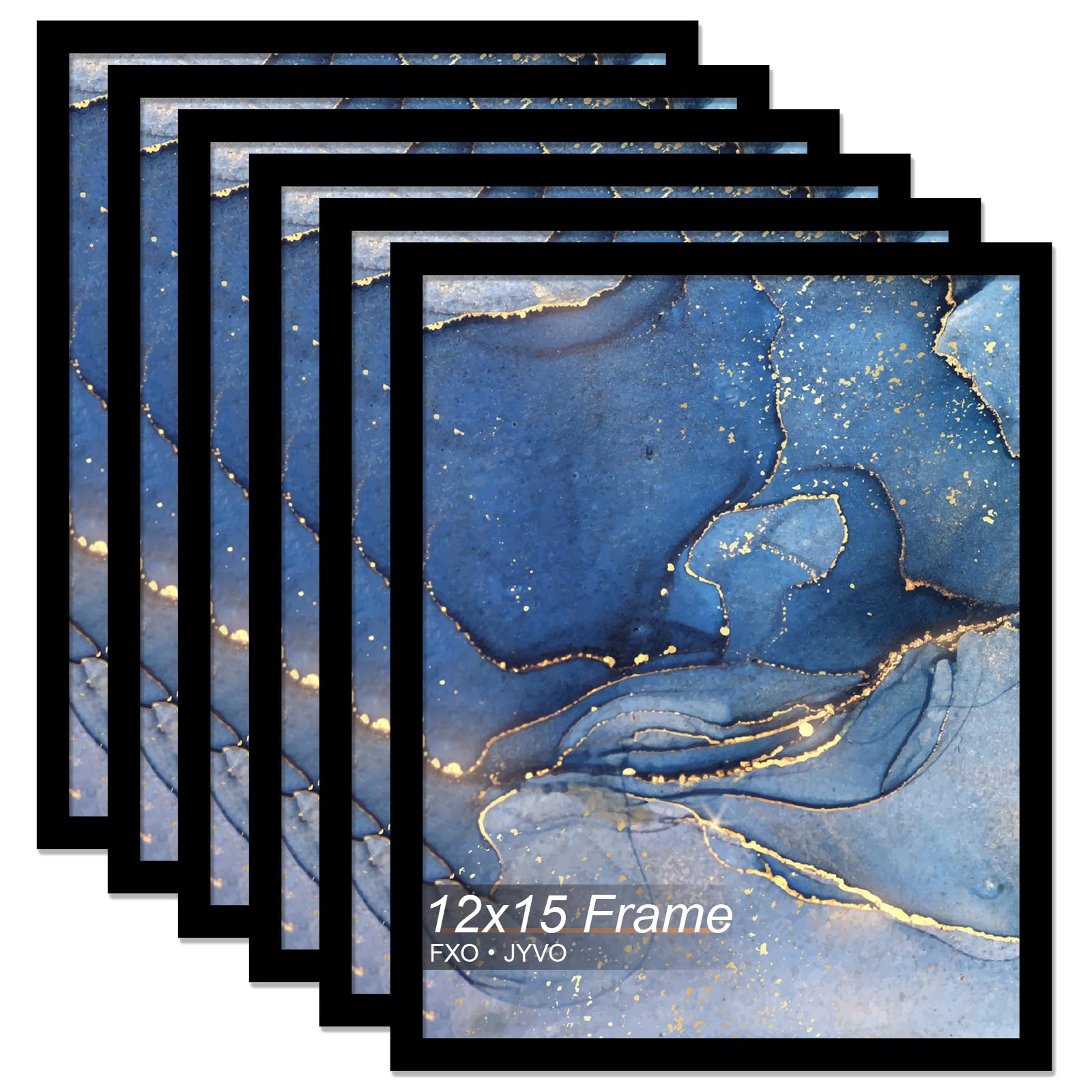Fxojyvo 12x15 Picture Frame Set of 6, Black Frame for 12 x 15 Inch Picture Poster Photo, Light Weight and High Transparent 12 by 15 Frame for Wall - 6 Pack/Black/12 x15