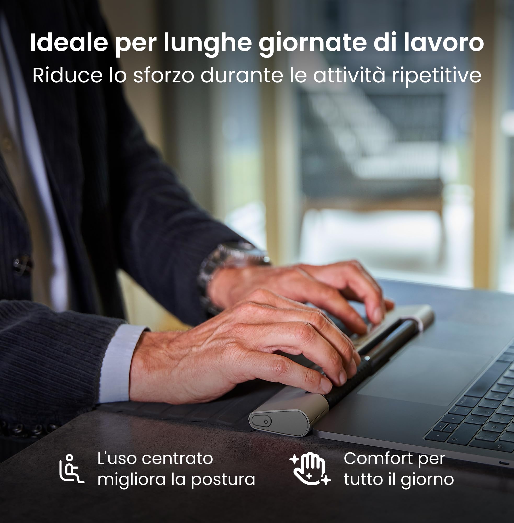 Contour RollerMouse Go - Mouse ergonomico centrato per il sollievo del tunnel carpale, mouse da viaggio compatto con Bluetooth e USB, design ambidestro a 5 pulsanti, compatibile con Mac e PC
