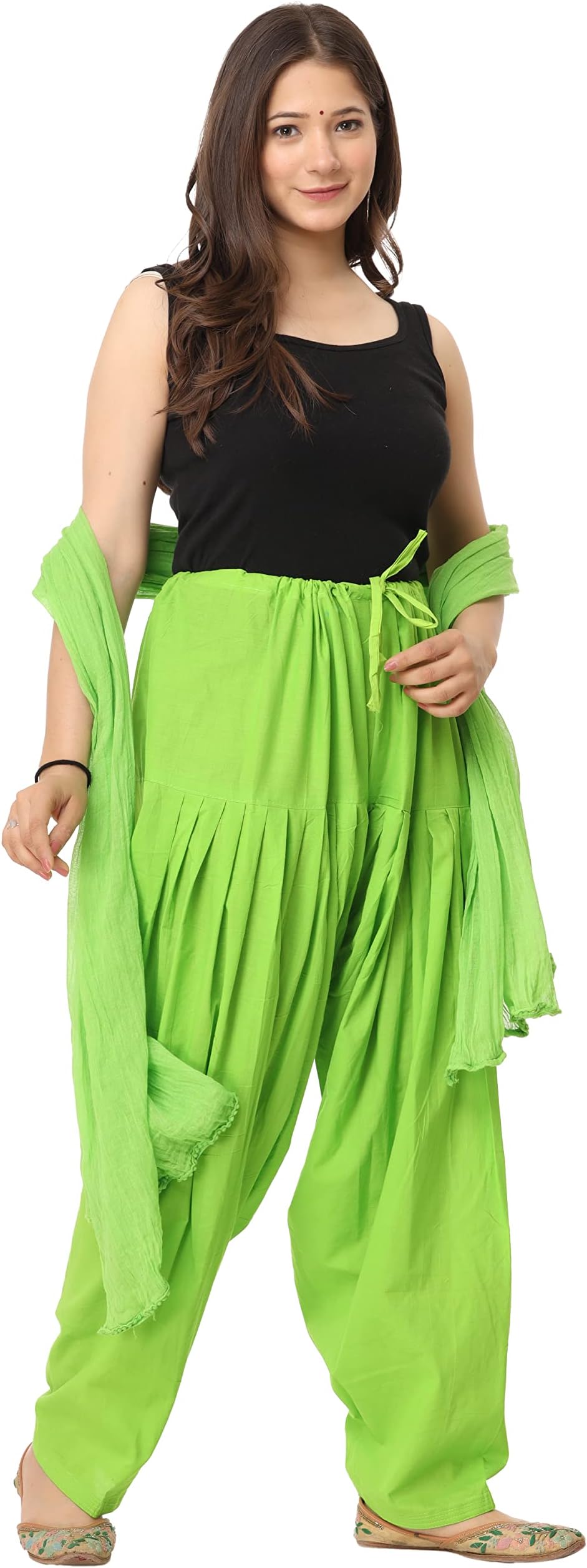 NOBHOB Woman's Plain Cotton SEMI Patiala Salwar with Dupatta|| Free Size || Plain Patiala || SEMI Patiala Pants || Solid Cotton Patiala || Patiyala