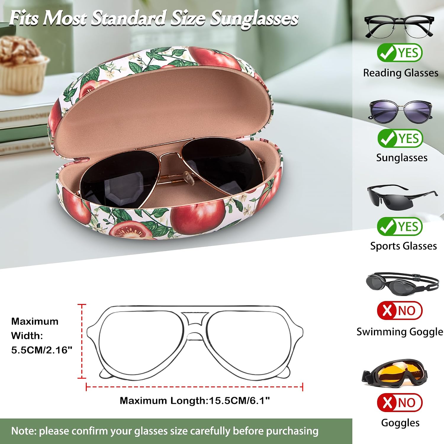 bvya Unisex Hard Shell Sunglasses Case,Large Glasses Case for Oversized Sunglass Eyeglasses image 3