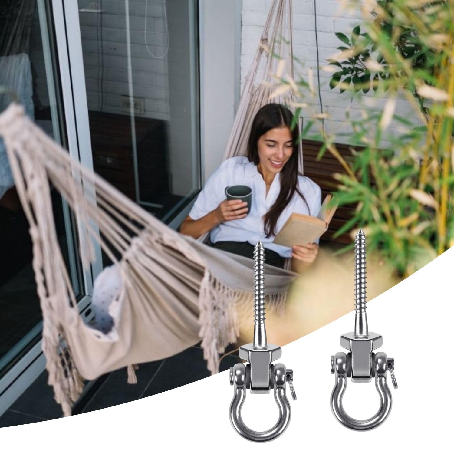 Crochets de balançoire robustes en acier inoxydable pour poutres en bois plafond hamac lot de 2