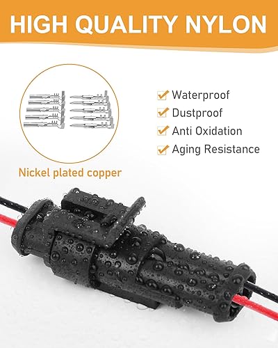 Vista 17 de VIGRUE Juego de 20 conectores de 1/2/3/4/6 pines, kit de conectores impermeables para cables eléctricos automotrices
