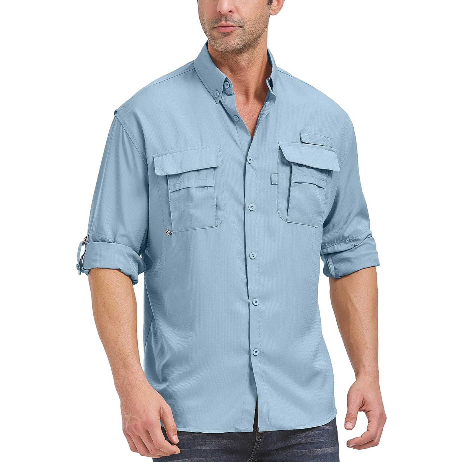 Chemise Safari Homme Manches Longues - Légère, Séchage Rapide, Protection UV50+, Randonnée & Pêche