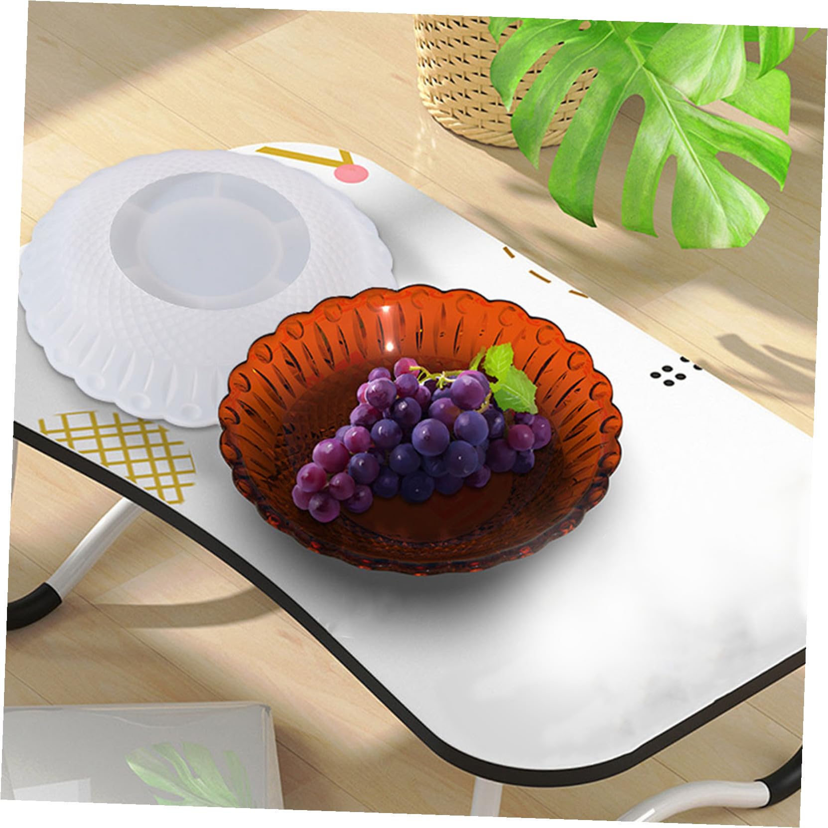 Molde de Silicona para Bandeja de Fruta DIY Molde para Platos Diseño de Encaje para Almacenamiento de Snacks Artesanal Reutilizable y Fácil de Limpiar