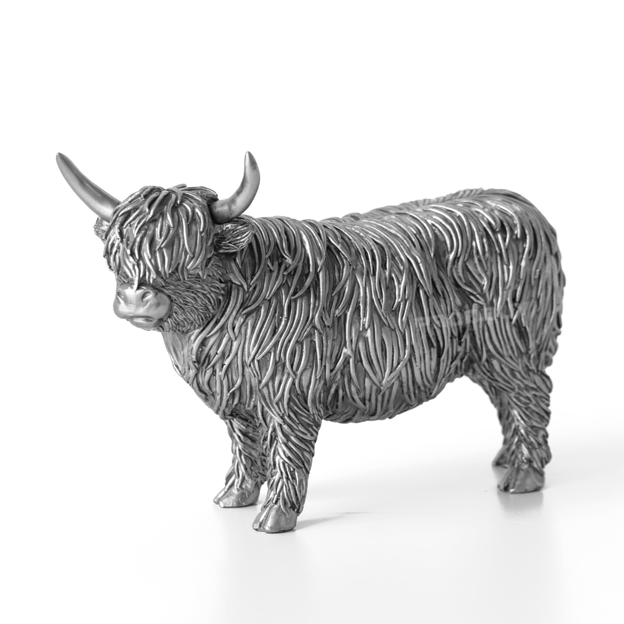 Prodbuy Silver Highland Cow 25Cm Decorative Ornament