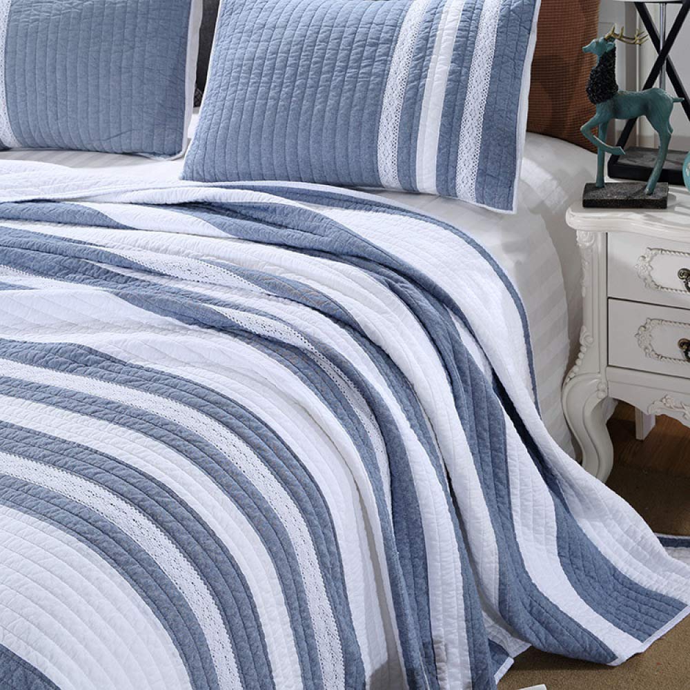 Dessus De Lit Ancien Fait Main - Dimensions 65x85 Cm - Motif Bleu Et Blanc Vintage