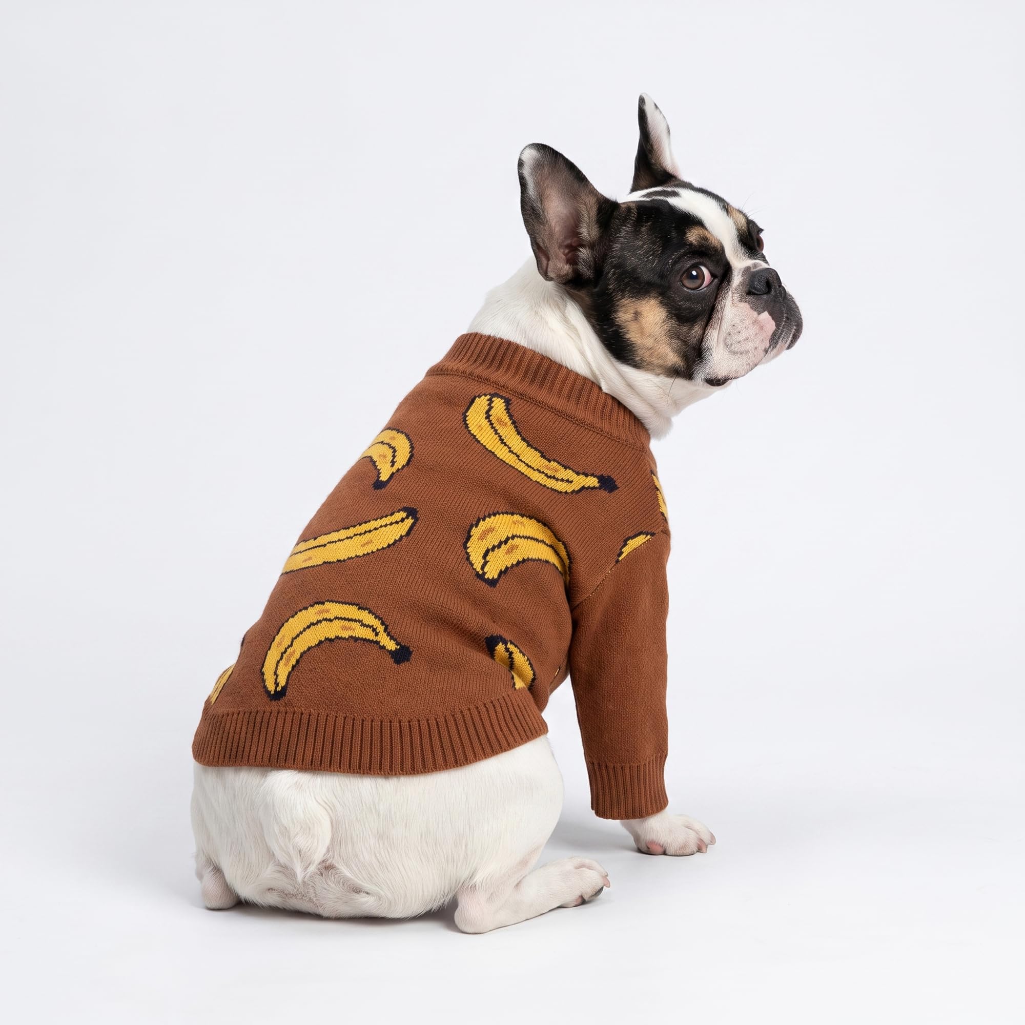 Fitwarm Banana Pull thermique pour chien - Vêtements d'hiver pour petits chiens - Garçon et fille - Marron et jaune - Taille XXL