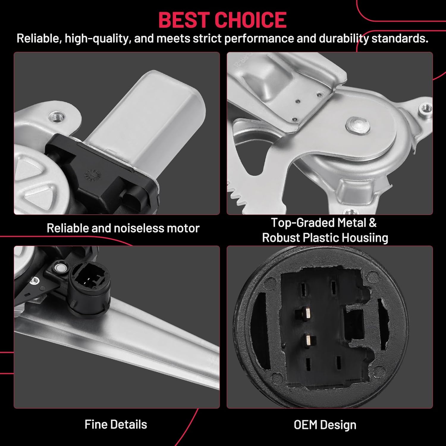 BDFHYK 741-508 Power Window Regulator with Motor Rear Right Compatible with Toyota Corolla 2003-2008