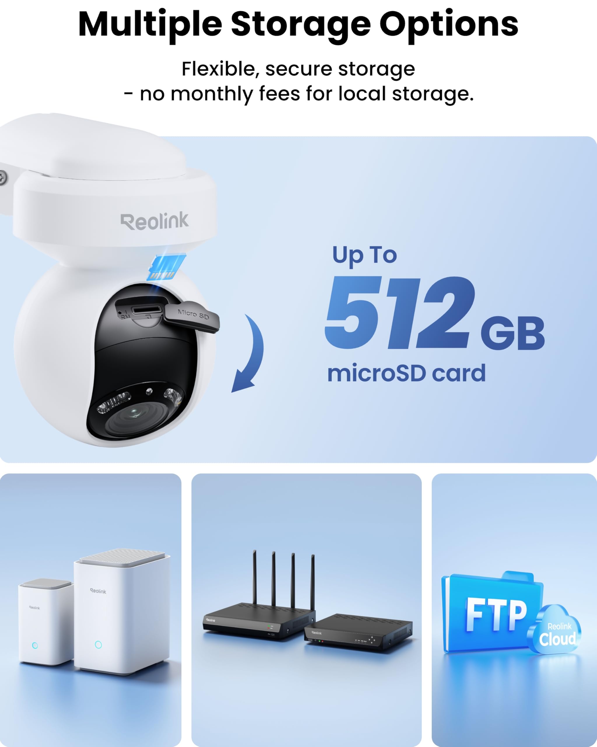 Reolink 4K PTZ Telecamera WiFi Esterno/Interno con Auto-Tracking E1 Outdoor PROx2+Cavo di Prolunga di Alimentazione da 4,5m, Rilevamento Persone/Veicoli/Animali, Wi-Fi 6, Audio a 2 Vie