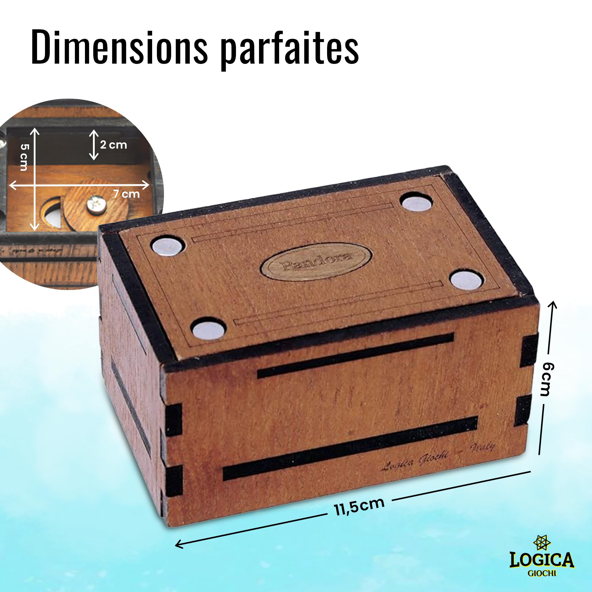 Logica Jeux Art. Pandora Box - La Boîte Secrete - Casse-Tête en Bois - Coffret Secret - Difficultè 5/6 Incroyable - Collection Leonardo da Vinci