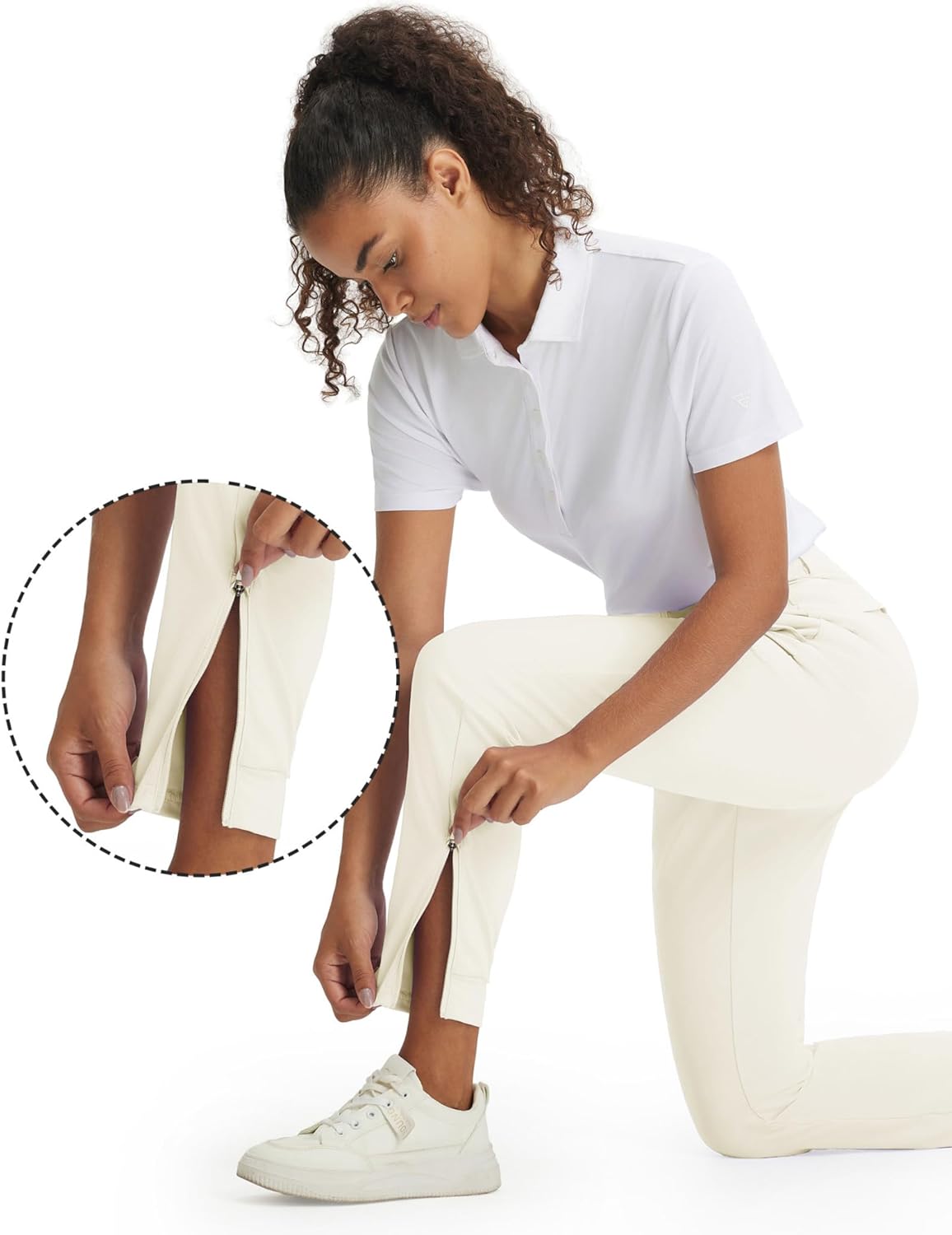 M MAELREG Women's Golf Pants with 4 Pockets Running Track Pants Lightweight Quick Dry Sweatpants Ankle Zip Womens Joggers - Image 3