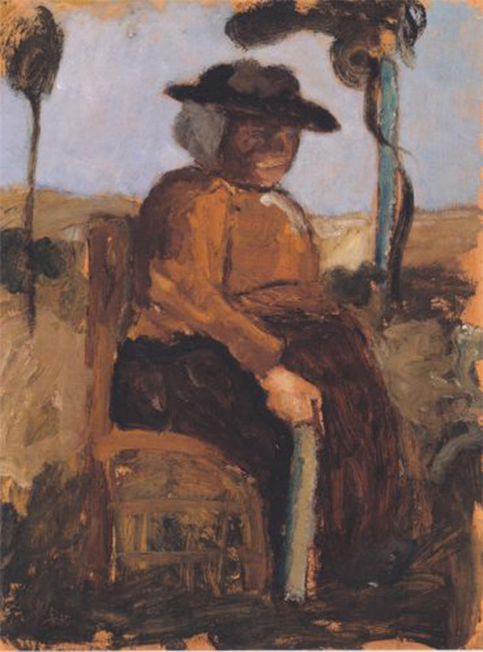 ARTXLXXBN Famous Painting Canvas Artwork Graffiti Print Study of Sitting Dreebees in the Garden by Paula Modersohn Becker Portrait Canvas Image for Home Decor 60x90cm