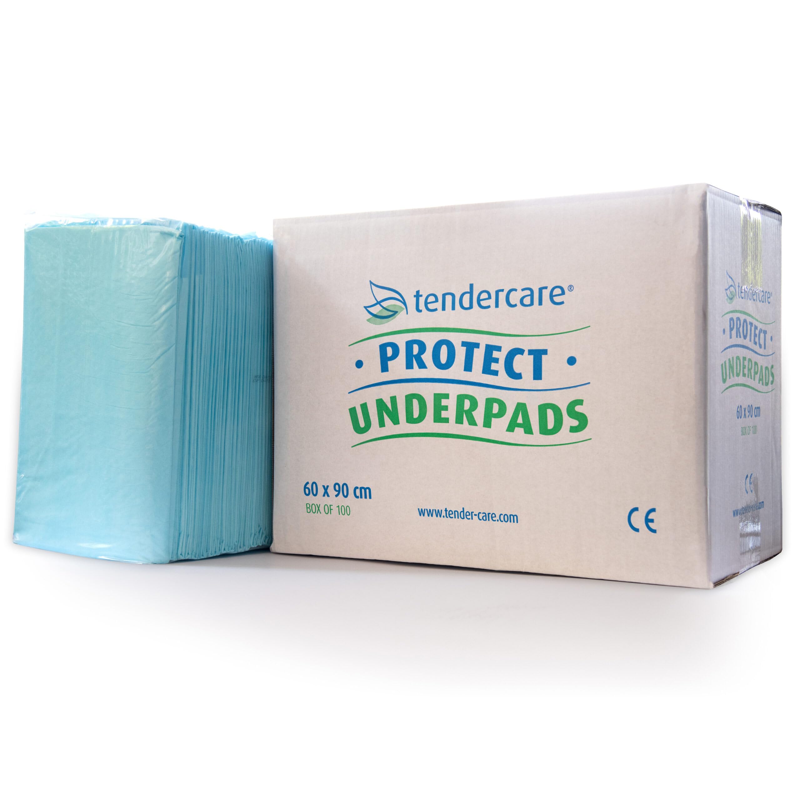tendercare PROTECTIncontinence Underpads For Beds & Chairs - 100 Disposable Underpads - 60cm x 90 cm - Bed Pad For Incontinence - Super Absorbent & Waterproof - 600ml Absorbency