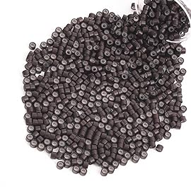 Vlasy 600Pcs 4mm Silicone Lined Micro Ring Beads for Hair Extensions 5Colors Apply (600Pcs Brown)