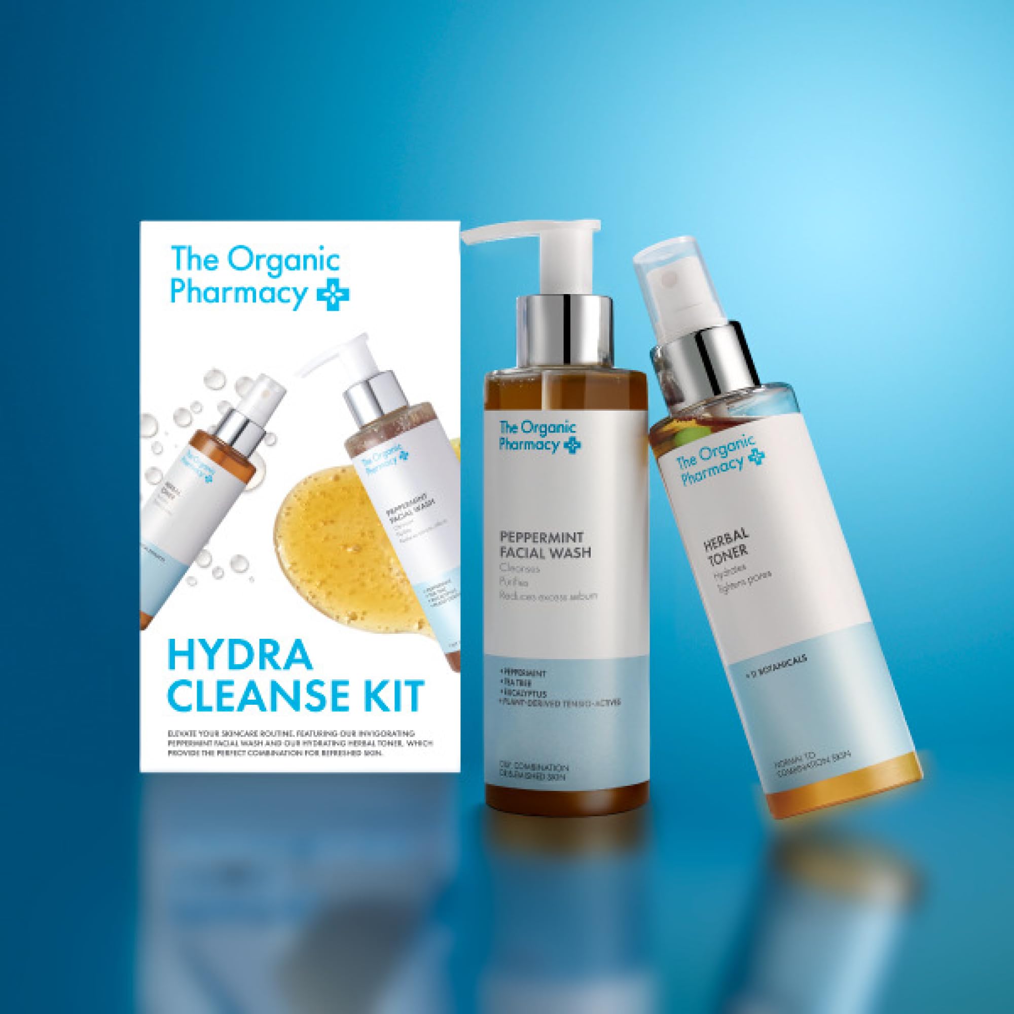 The Organic Pharmacy Hydra Cleanse Kit, 350ml, Cleanse & Hydrate, With Peppermint, Tea Tree, Eucalyptus, 11 Botanicals - Image 2