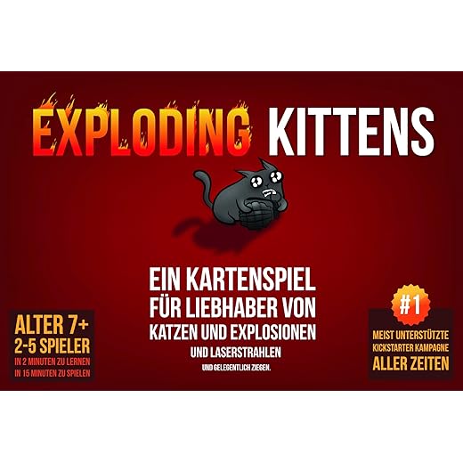 Exploding Kittens, Exploding Kittens, Grundspiel, Partyspiel, Kartenspiel, 2-5 Spieler, Ab 7+ Jahren, 15+ Minuten, Deutsch