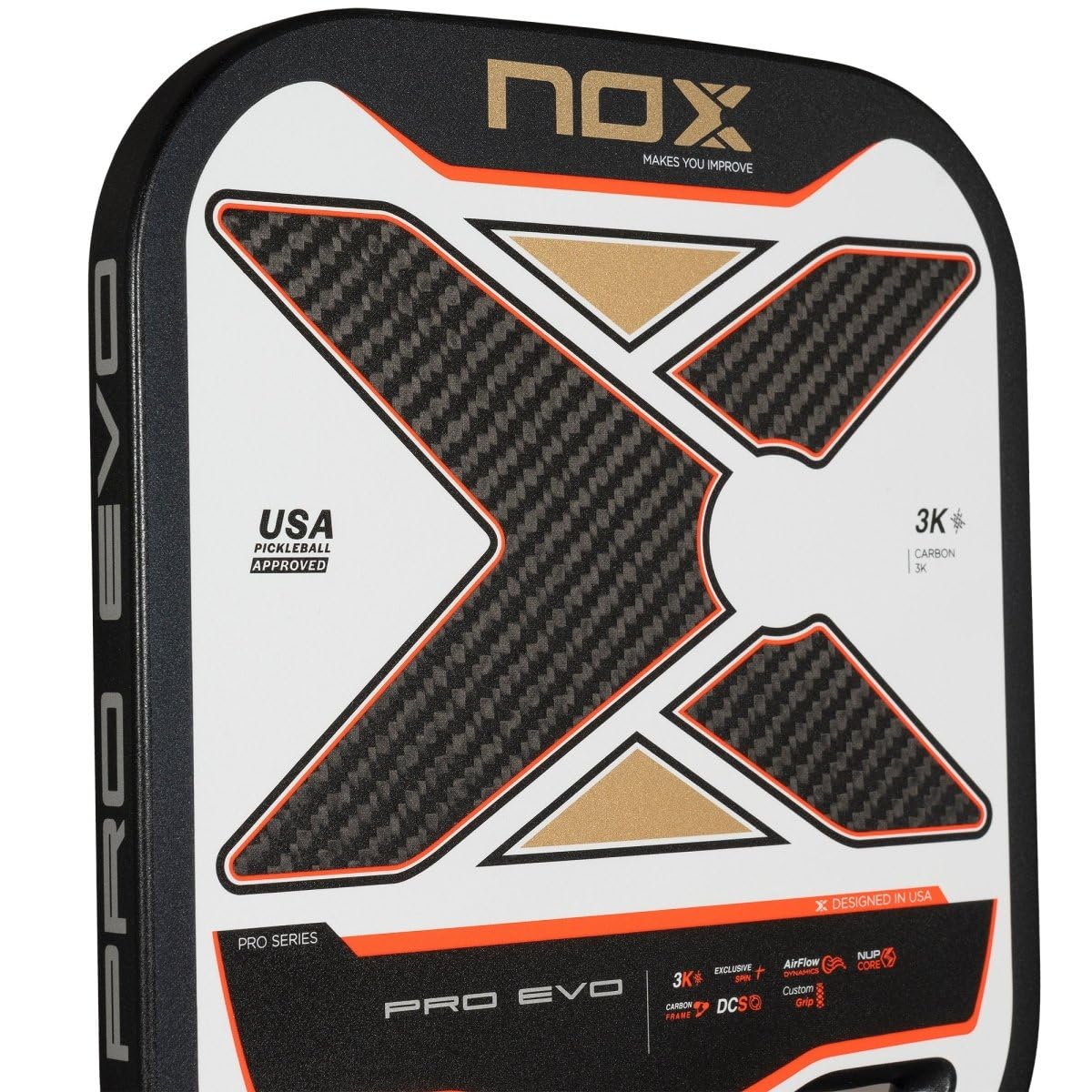 NOX Raquetas de pickleball 2025 Luxury & Pro Series | Fibra de carbono de 18 K y 3 K, mayor comodidad y núcleos de ultra potencia, dinámica exclusiva de giro y flujo de aire y agarre personalizado |
