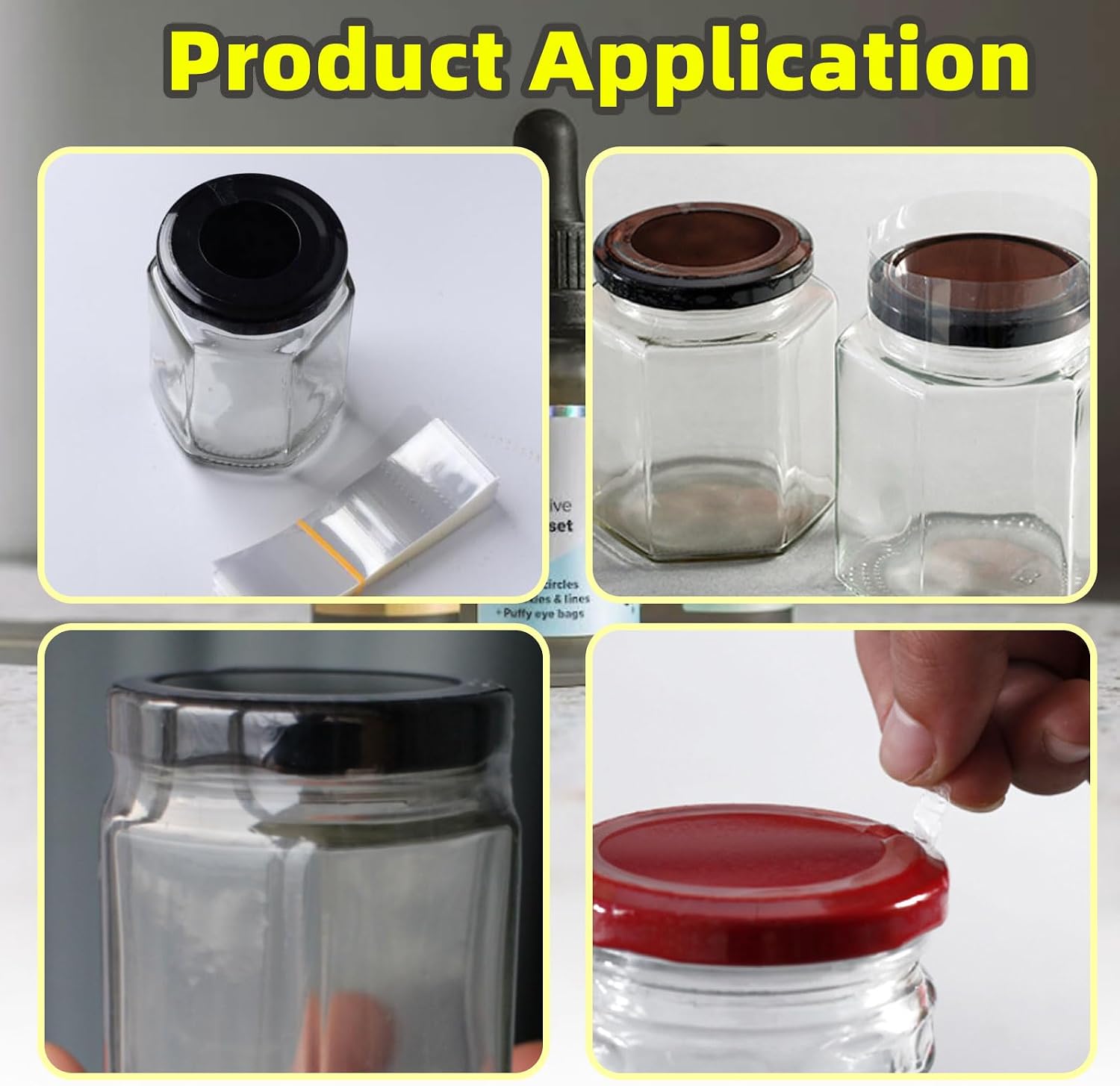 1200Pcs 6 Small Sizes PVC Heat Shrink Wrap Bands, Clear Heat Shrink Wrap Film Bottle Shrink Bands Perforated Shrink Seal Bands for Essential Oil Bottle Jars