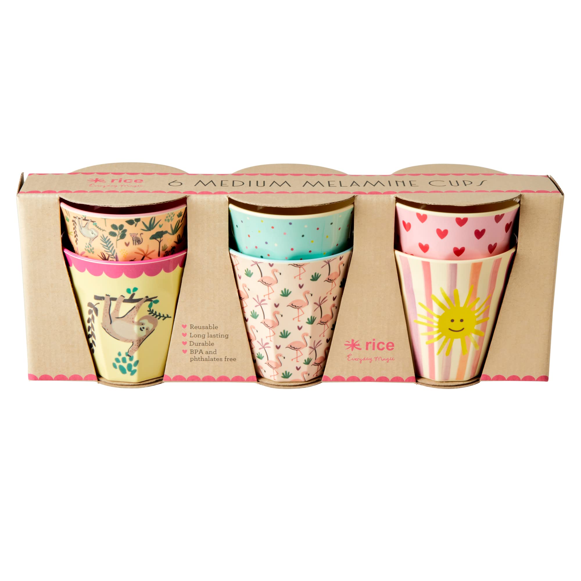 Rice - Tazas Medianas de Melamina 6 Pcs - Funky Print Multi