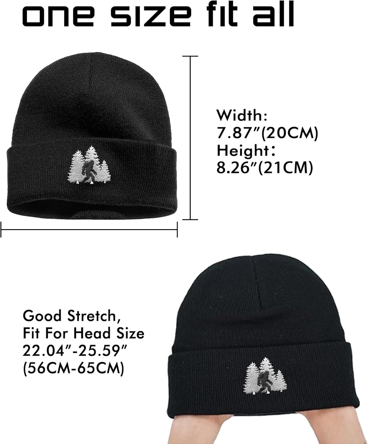 Bigfoot Beanie Hat - Sasquatch Hat - Winter Knit Cuffed Beanies Hats for Men & Women - Image 3