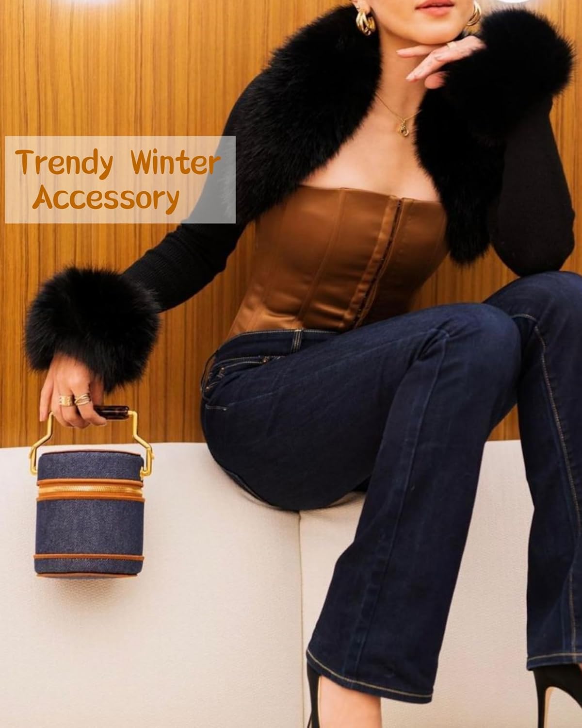 HOMEYEAH Faux Fur Cuffs Arm Leg Warmers Furry Wrist Cuff Warmer Halloween Decorations Costumes For Women - Image 6