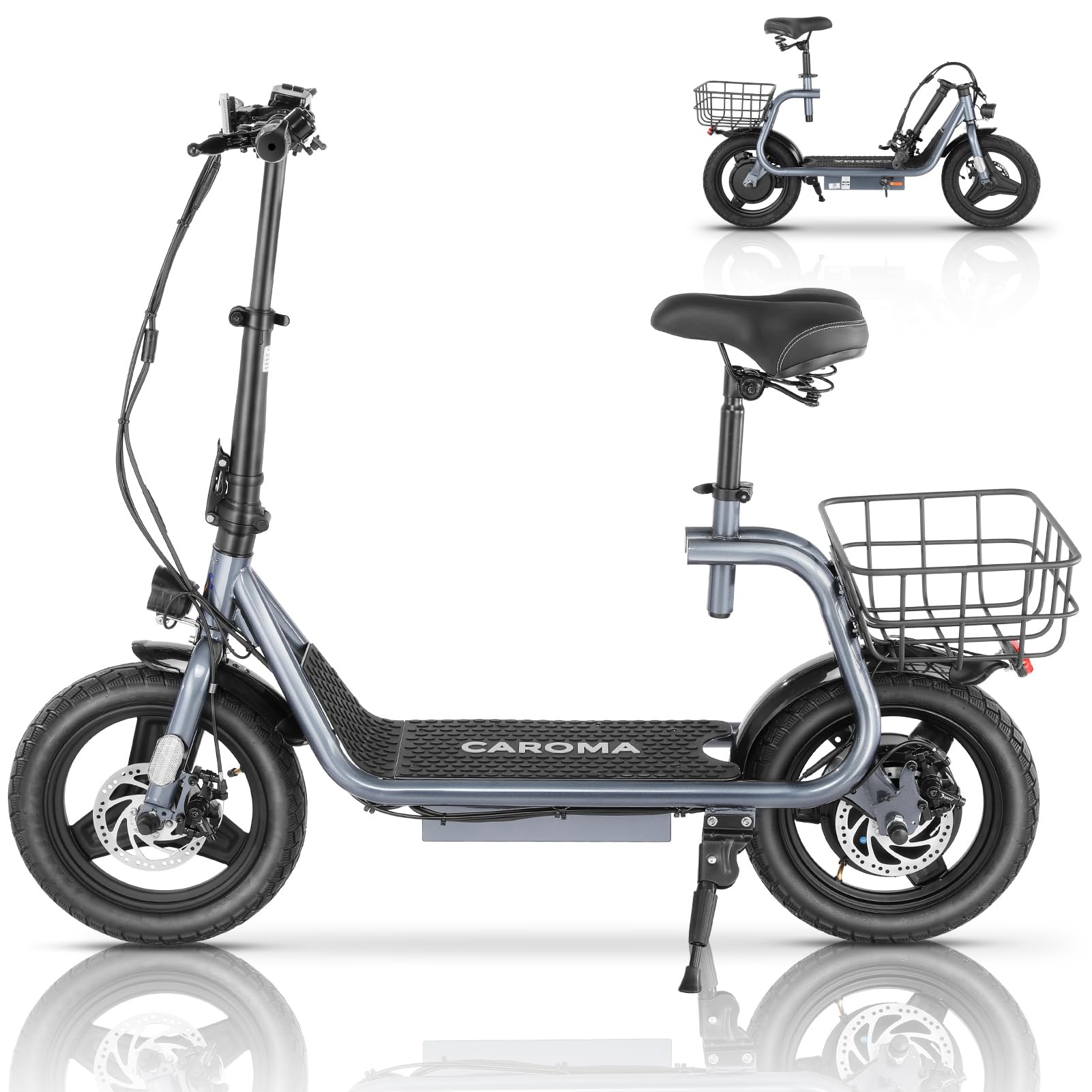 560W Peak Motor Adult Electric Scooter with Seat Gray