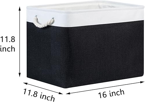 Miniatura 7 de Bidtakay Cestas de almacenamiento negras para estantes, juego de 2 cestas decorativas de tela para organizar 16 x 11.8 x 11.8 pulgadas, canastas