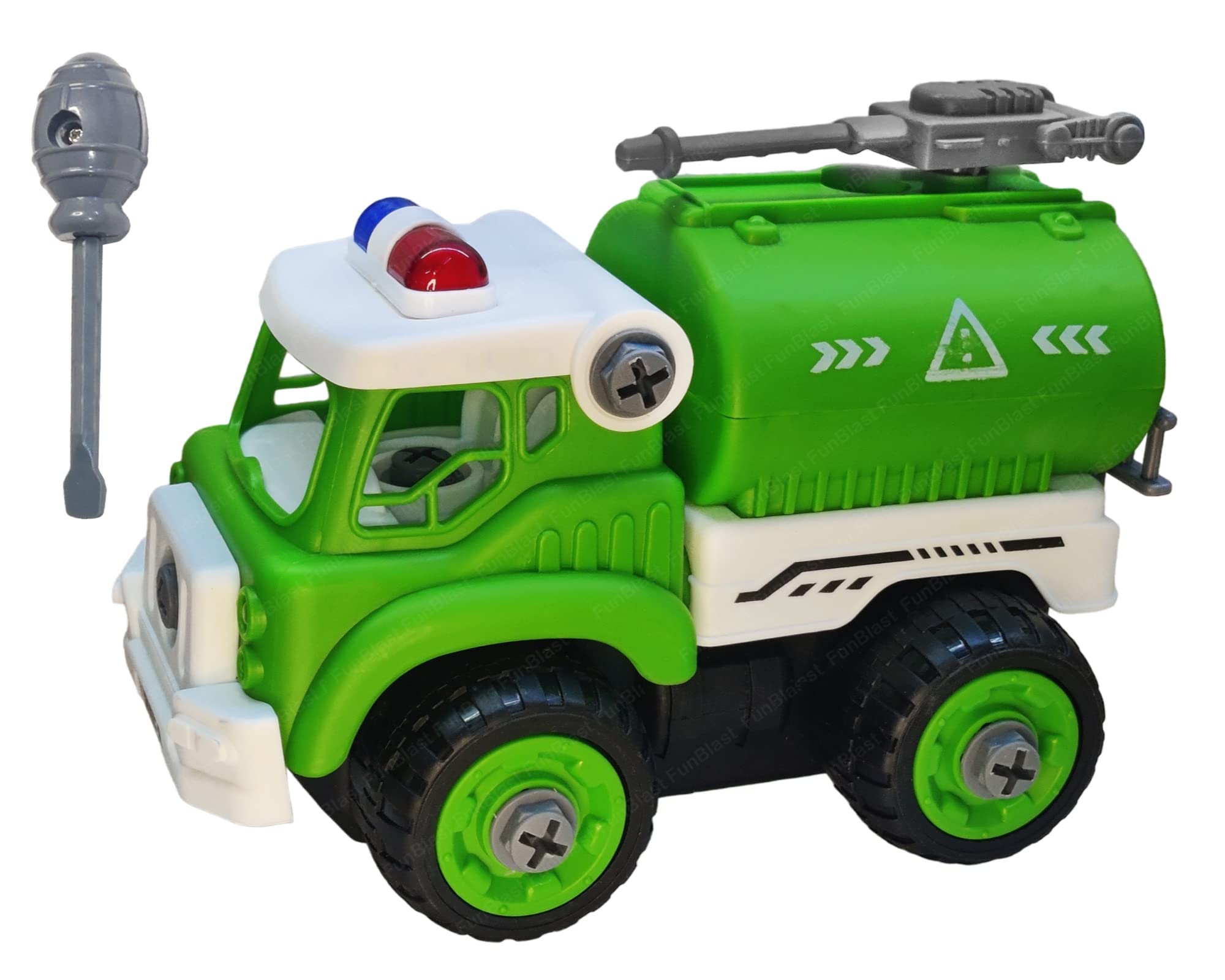 FunBlast Tanker Truck Construction Building Toy - DIY Assembling Vehicles Toys with Screwdriver for Kids, STEM Toys for Children, Building Automobile Toy for 3+ Years Old Kids, Boys, Girls