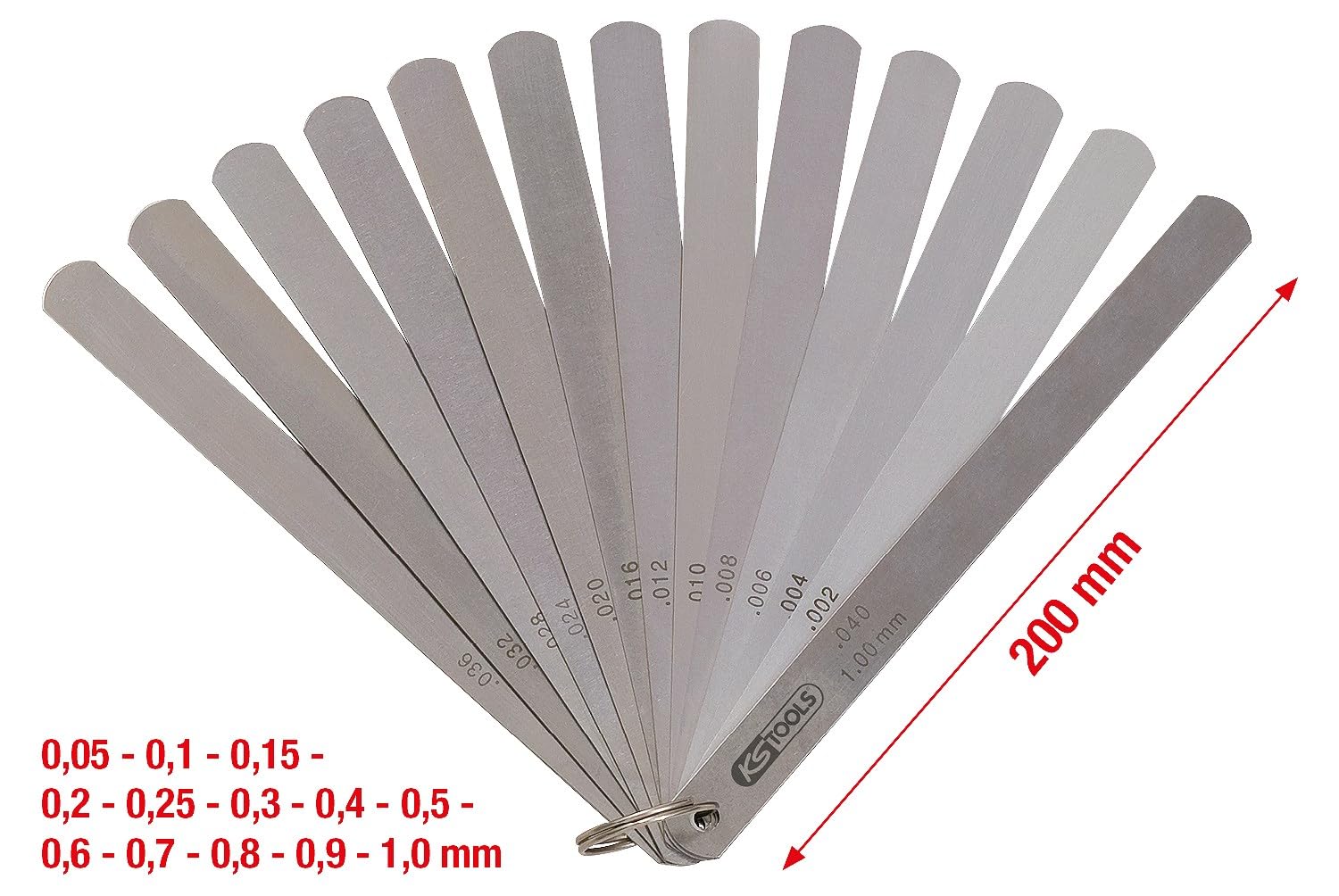 KS Tools 300.0618 Spessimetro, 13 Lame, 0.05-1 mm