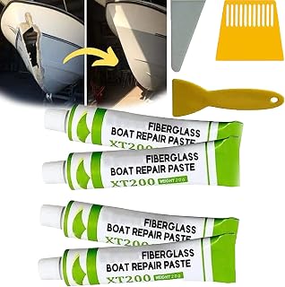 Wxgreats Gogolonge Fiberglass Boat Repair Paste - 4 Pcs XT200 Quick Dry Little Putty with Scraper Kit, Instafix Fiberglass Boat Repair Paste, Gelcoat Repair Kit for Boats for Any Surface