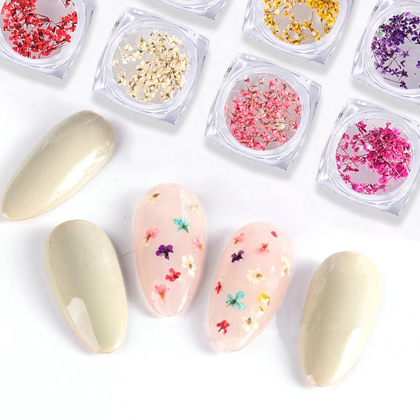 Dry Flowers Nail Art,8 Jars 3D Nail Art Dried Flower,Colorful Natural Real Dried Flower Nails Decals Supplies for Manicure Design Decoration DIY Craft (Colorful 8 Jars) - Image 4
