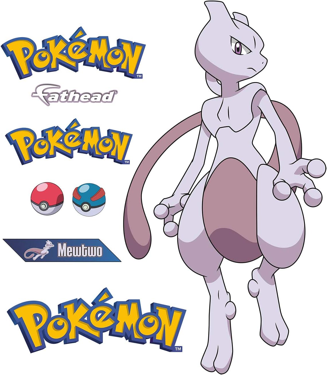 FATHEAD MewtwoLarge Officially Licensed Pokémon Removable